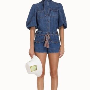 Zimmermann Tiggy Utility Drawstring Denim Shorts